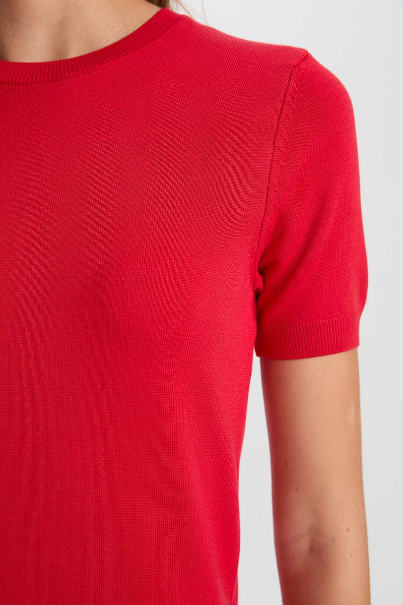 DeFacto Red Woman Red Regular Fit Crew Neck Basic Short Sleeve Pullover Casual - Image 5